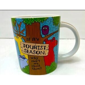 Tourist Season comical coffee MUG cup all over printed new cape shore owl bears